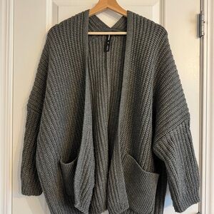 Prana Sage Green Knit Oversized Cardigan Sweater
